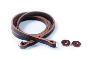 Leather camera strap dark brown