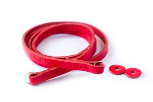 LEather camera strap red