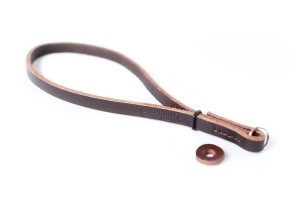 Camera leather wrist strap dark brown