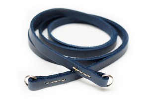 Leather camera strap navy blue